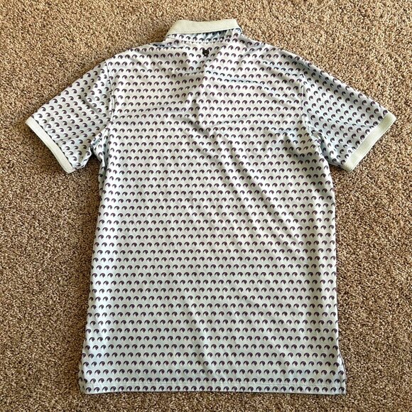 Greyson Mens Printed Polo Shirt M White & Purple Polyester/Spandex Stretch Casua - Picture 10 of 11